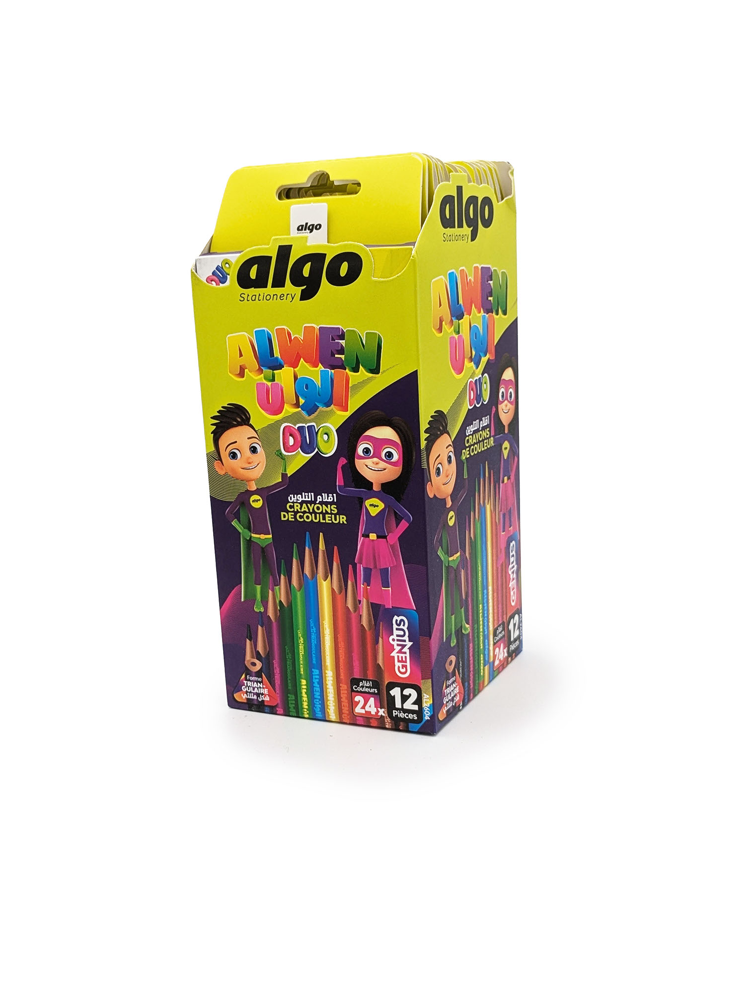 Crayons de couleur Algo Alwen DUO – boîte de 12