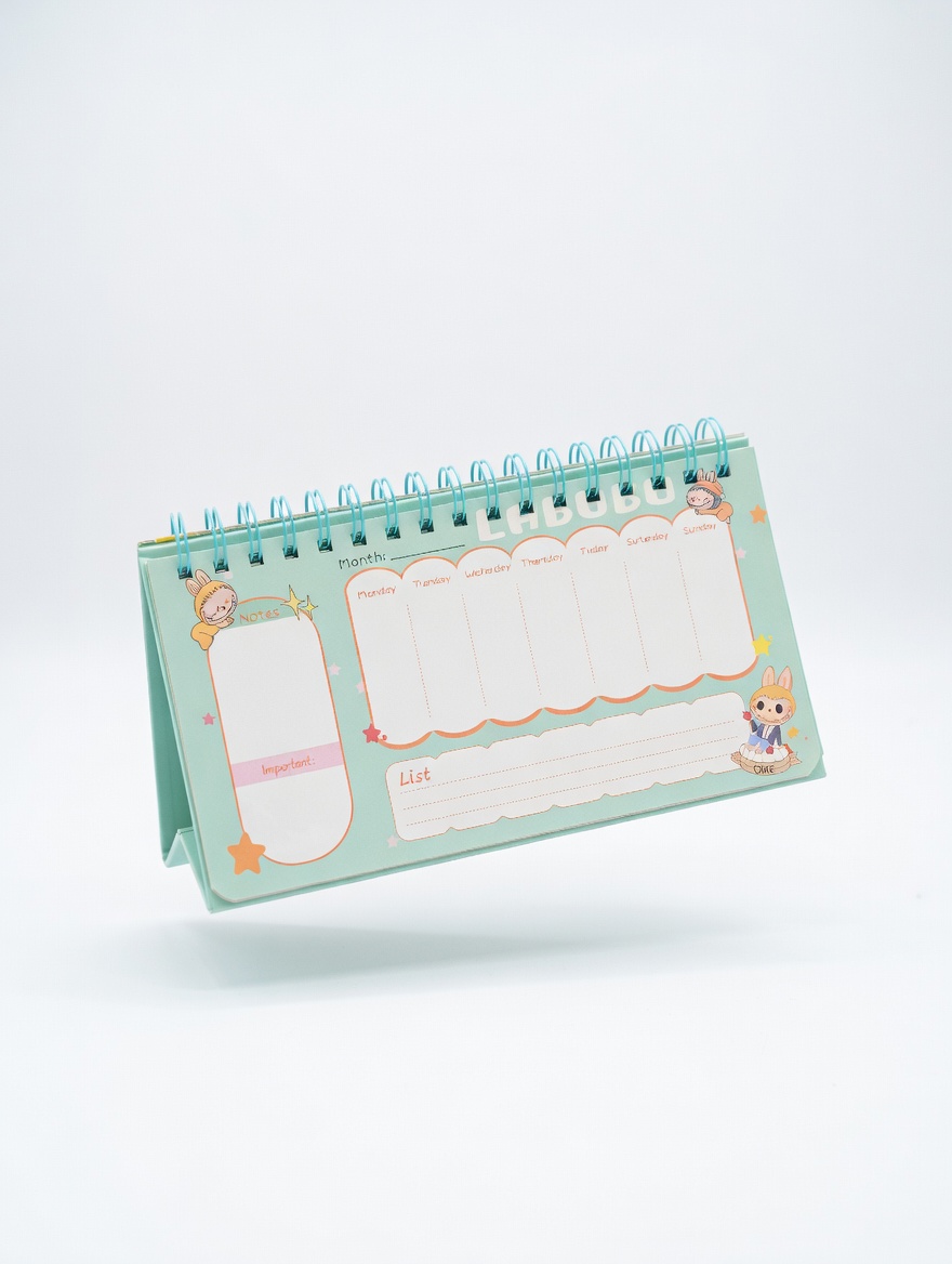 Bloc-Notes de Bureau A6 à Spirale – Agenda Hebdomadaire Motifs Enfants