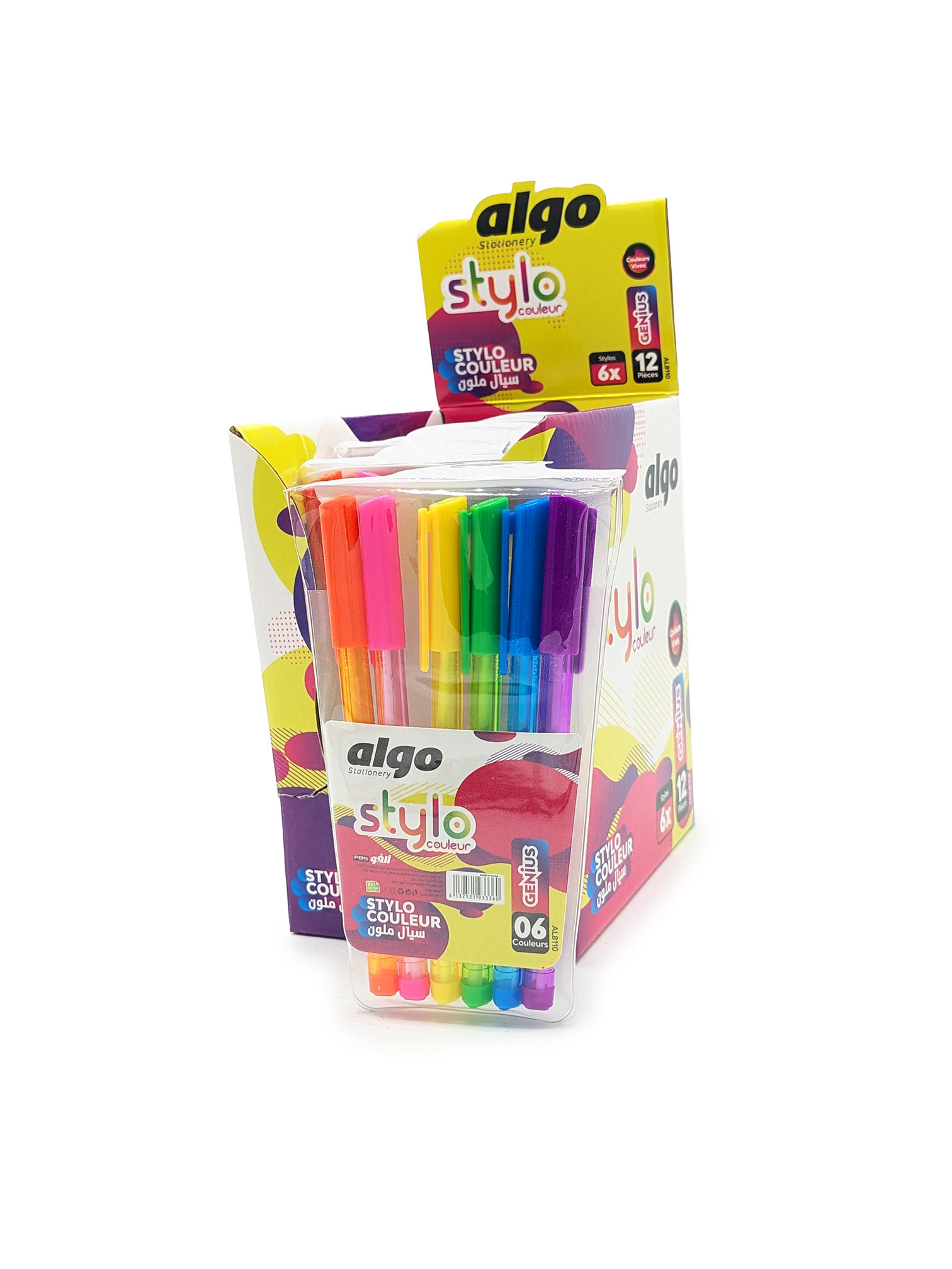 Stylos couleur Algo Genius – étui de 6 couleurs