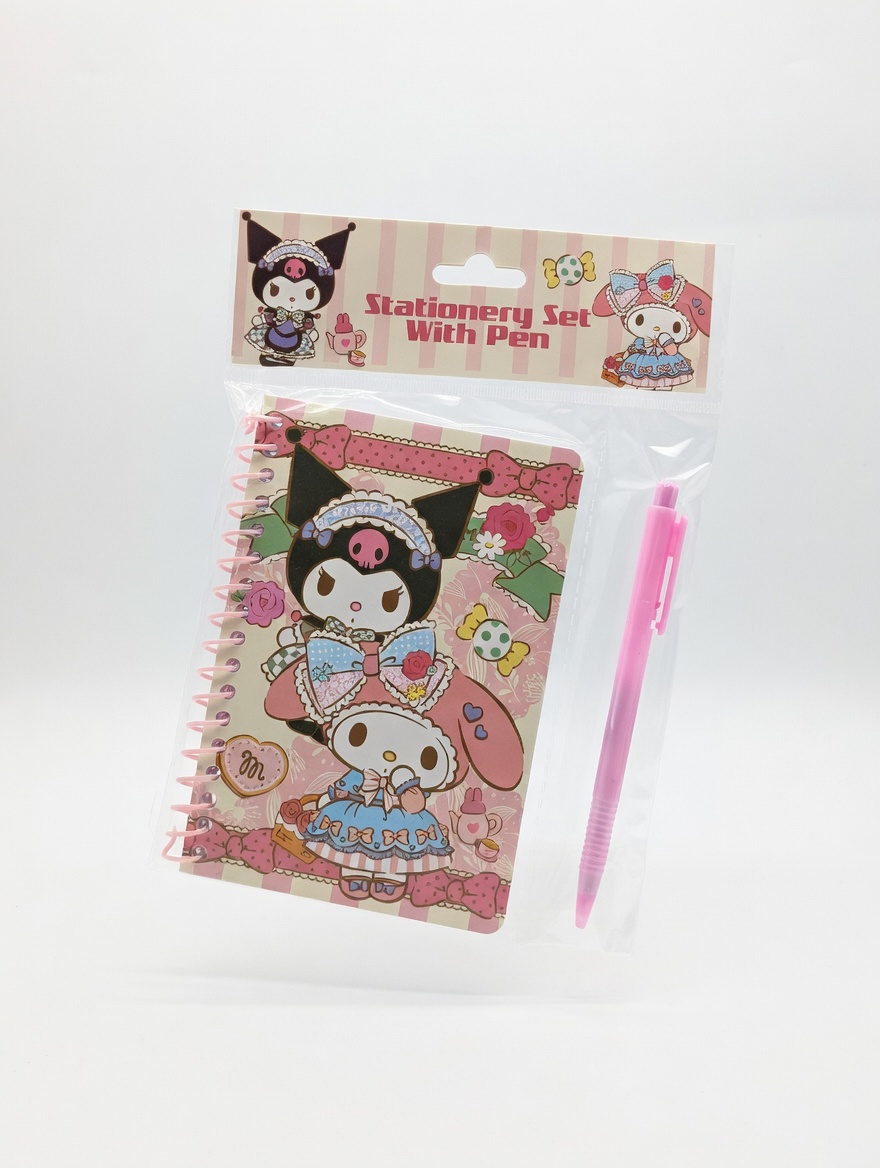 Mini Carnet Spiral + Stylo – Set Papeterie Kawaii & Dessins Animés