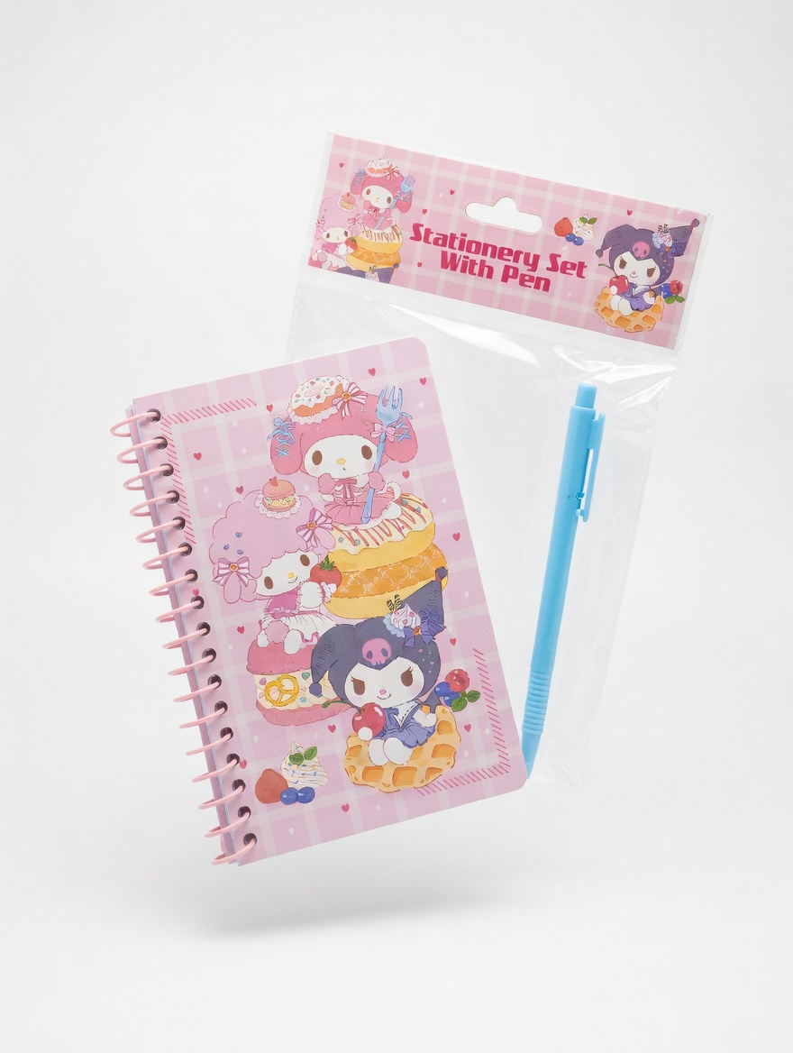Mini Carnet Spiral + Stylo – Set Papeterie Kawaii & Dessins Animés