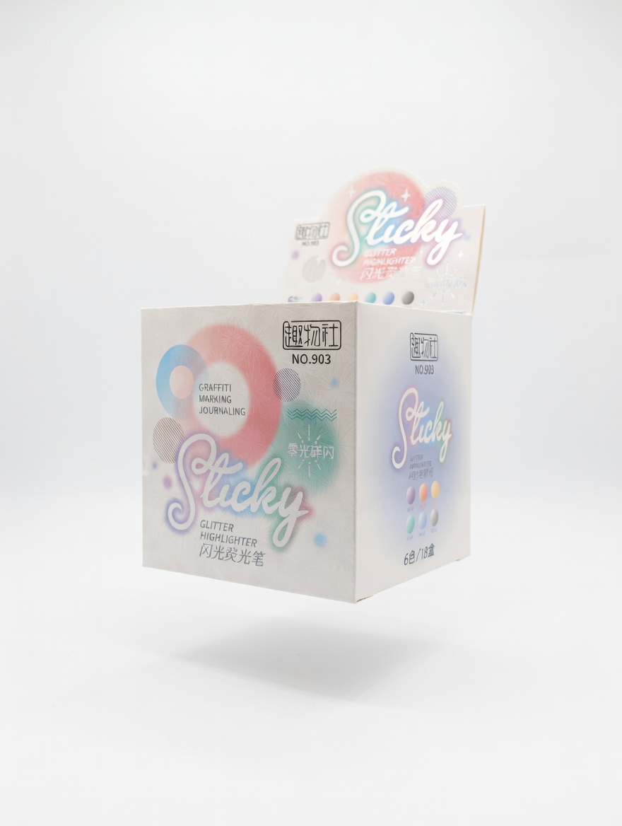Set de Surligneurs Pailletés Sticky – 6 Couleurs Pastel