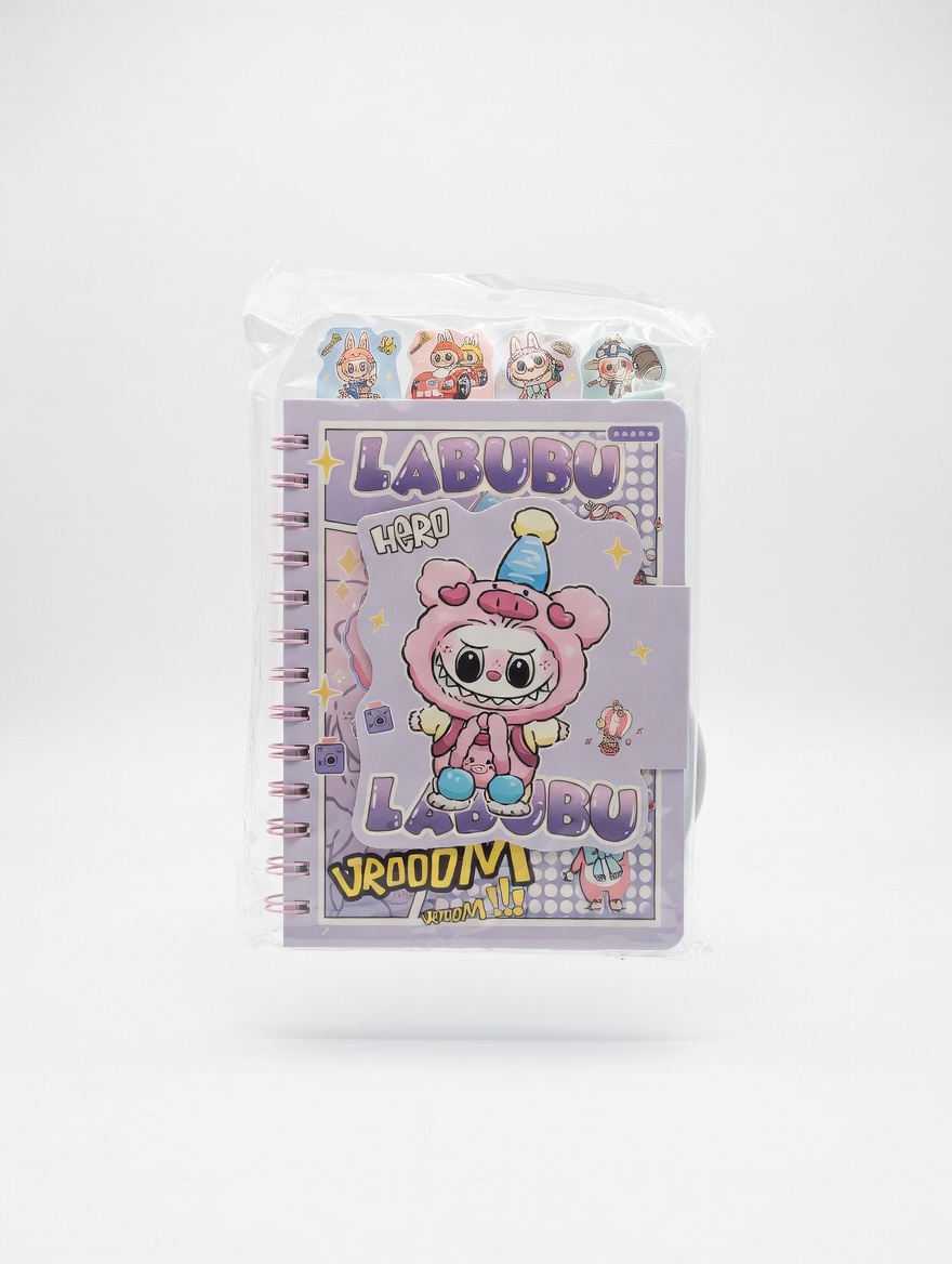 Carnet Spirale A6 Fantaisie avec Stickers – Modèles Labubu & Stitch