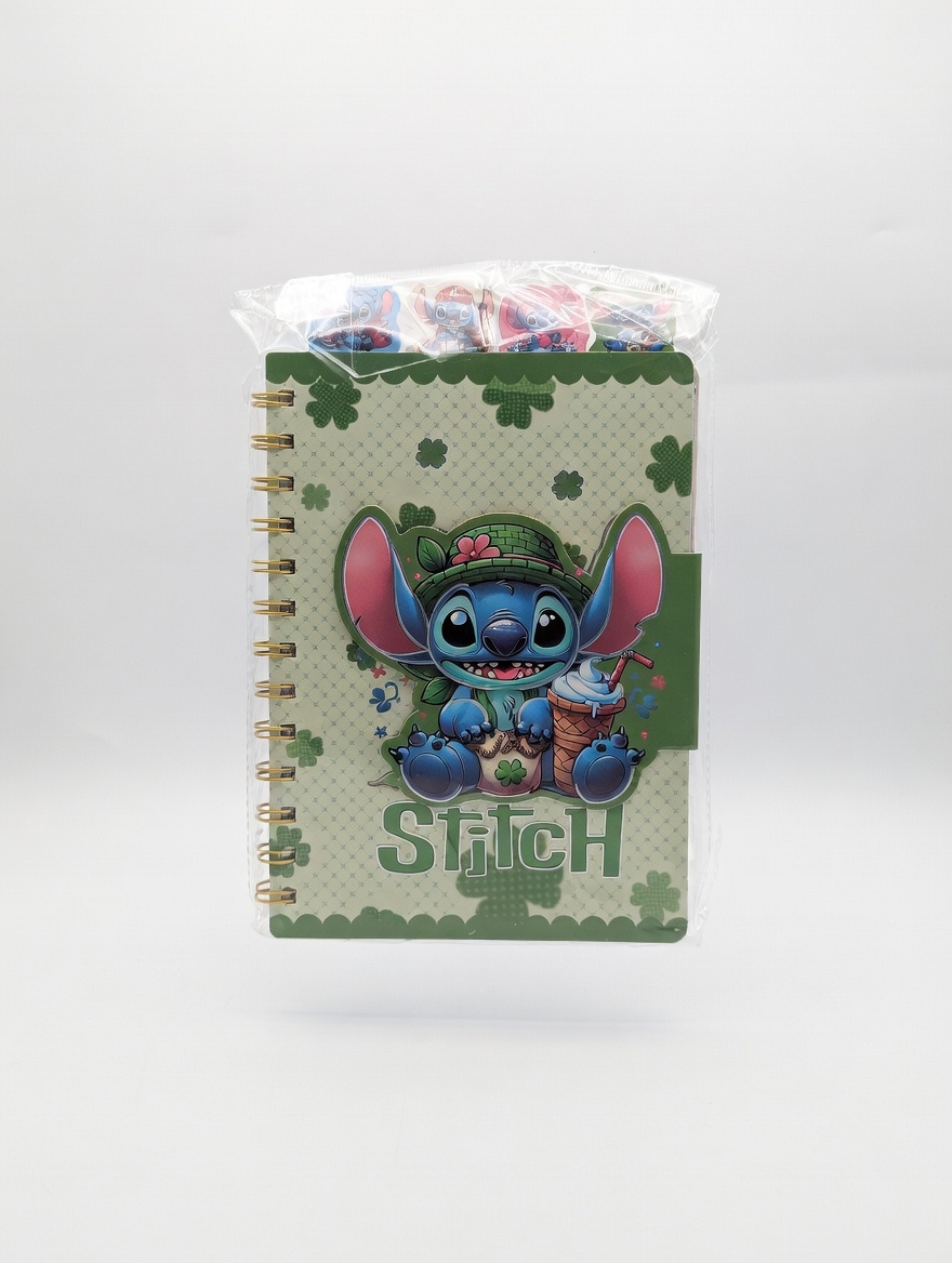 Carnet Spirale A6 Fantaisie avec Stickers – Modèles Labubu & Stitch