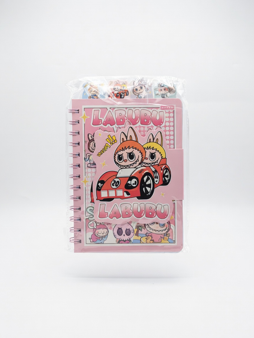 Carnet Spirale A6 Fantaisie avec Stickers – Modèles Labubu & Stitch