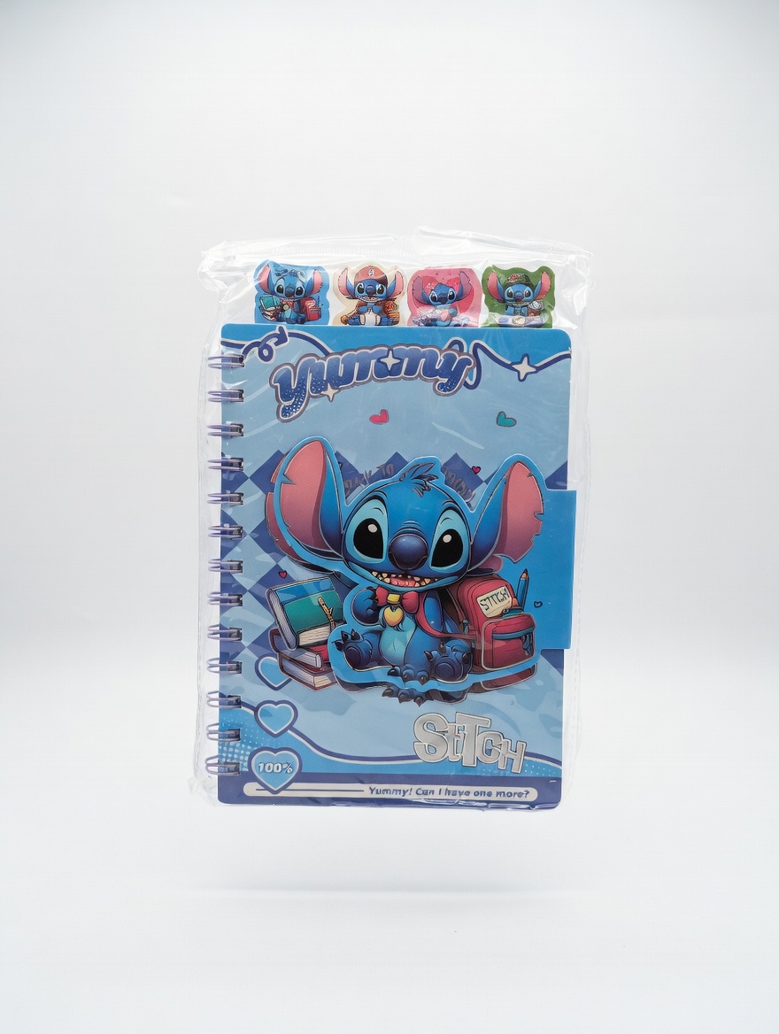 Carnet Spirale A6 Fantaisie avec Stickers – Modèles Labubu & Stitch