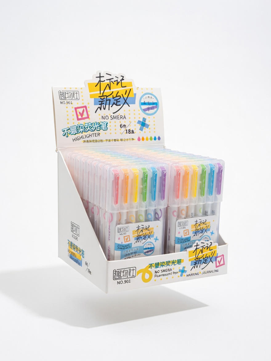 Surligneurs Pastel Doux – Set 6 Couleurs Anti-Bavure