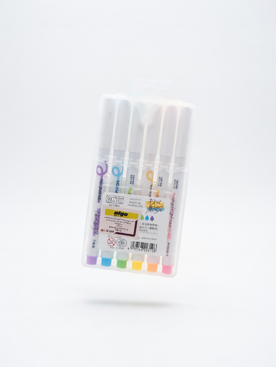 Surligneurs Pastel Doux – Set 6 Couleurs Anti-Bavure