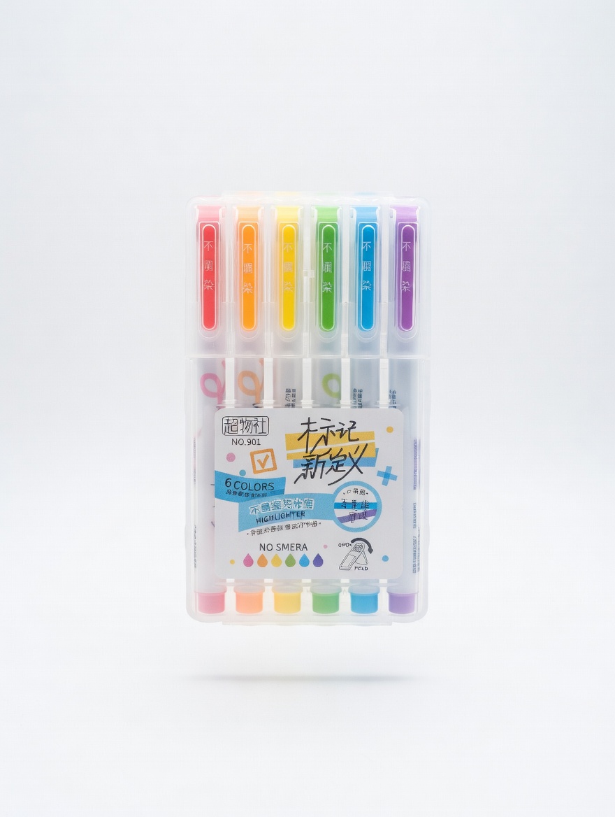 Surligneurs Pastel Doux – Set 6 Couleurs Anti-Bavure