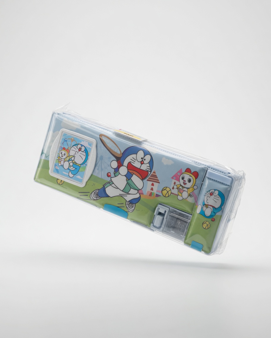 Trousse Scolaire Triple Compartiment avec Calculatrice & Double Taille-Crayon