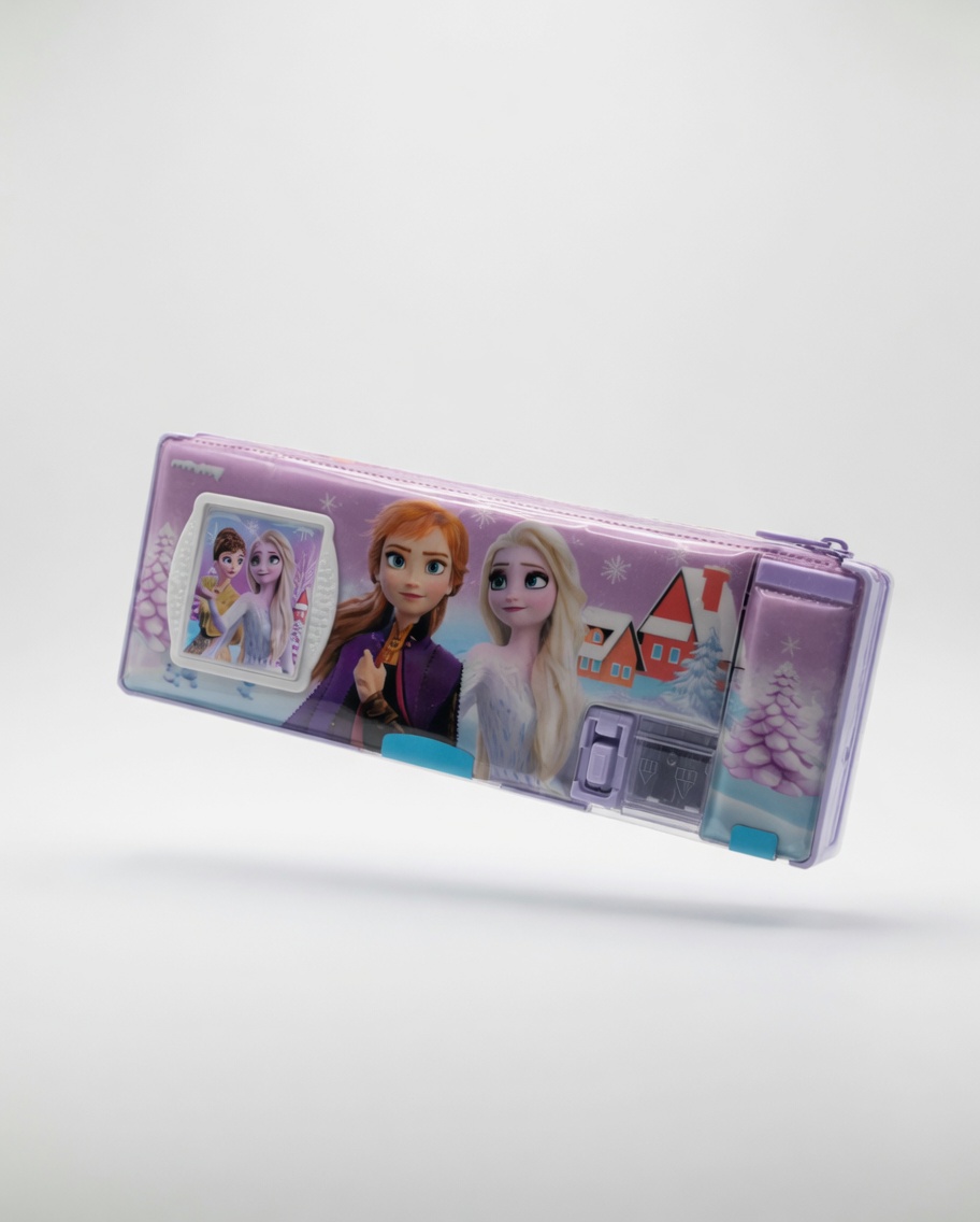 Trousse Scolaire Triple Compartiment avec Calculatrice & Double Taille-Crayon