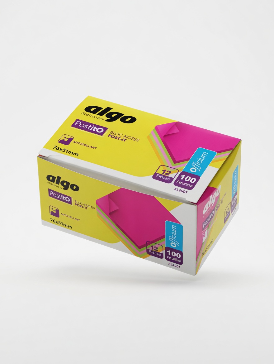Bloc-notes adhésif Algo PostitO 76x76 mm – 100 feuilles