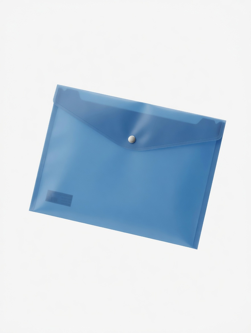 Pochette Documentaire Translucide avec Bouton - Bleue