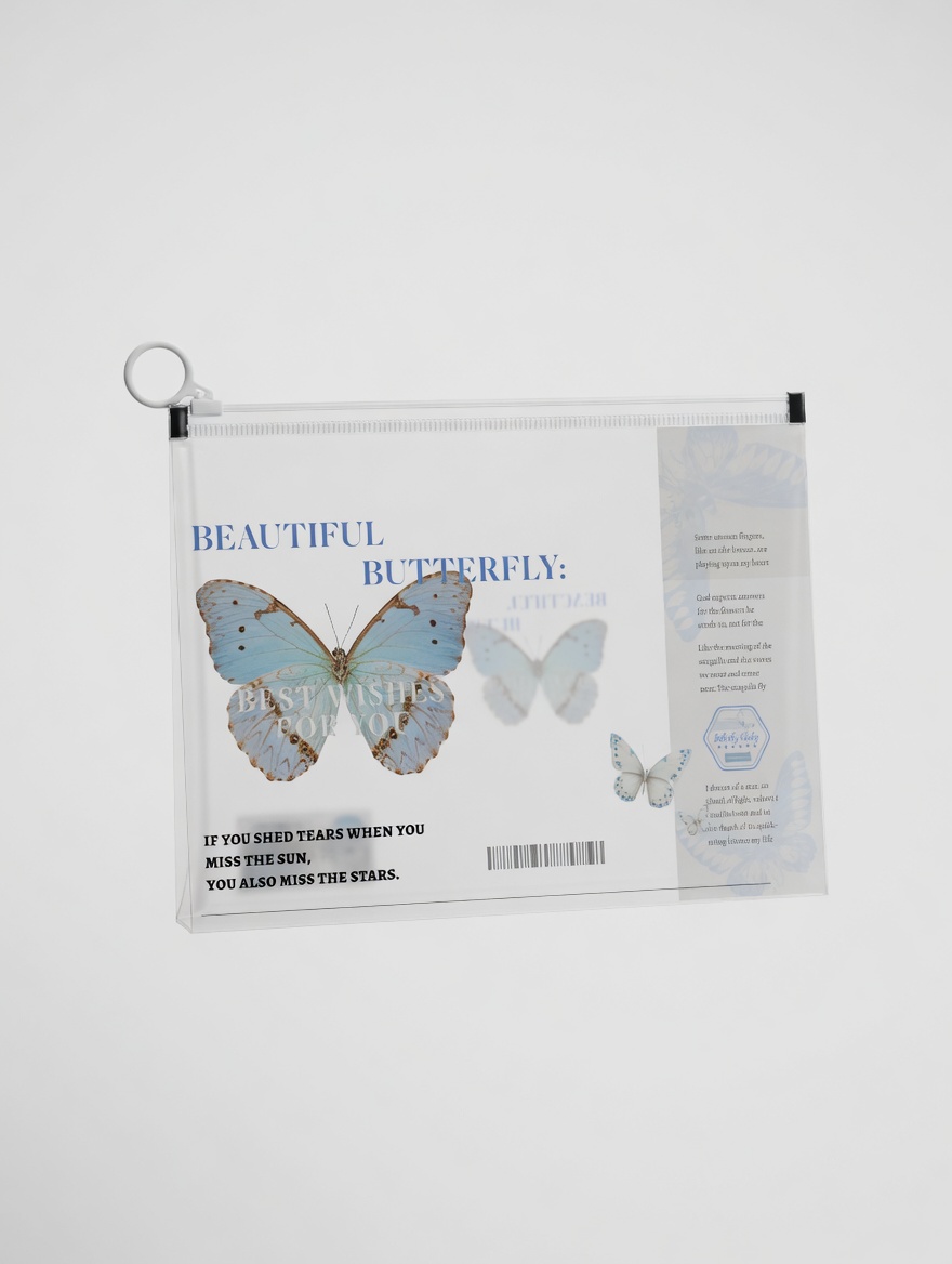 Pochette Zippée Papillon Translucide - 4 Designs Motivants