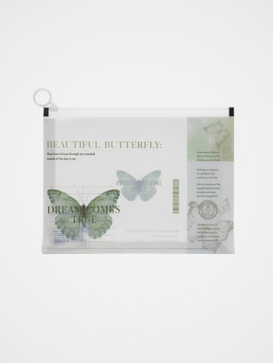 Pochette Zippée Papillon Translucide - 4 Designs Motivants
