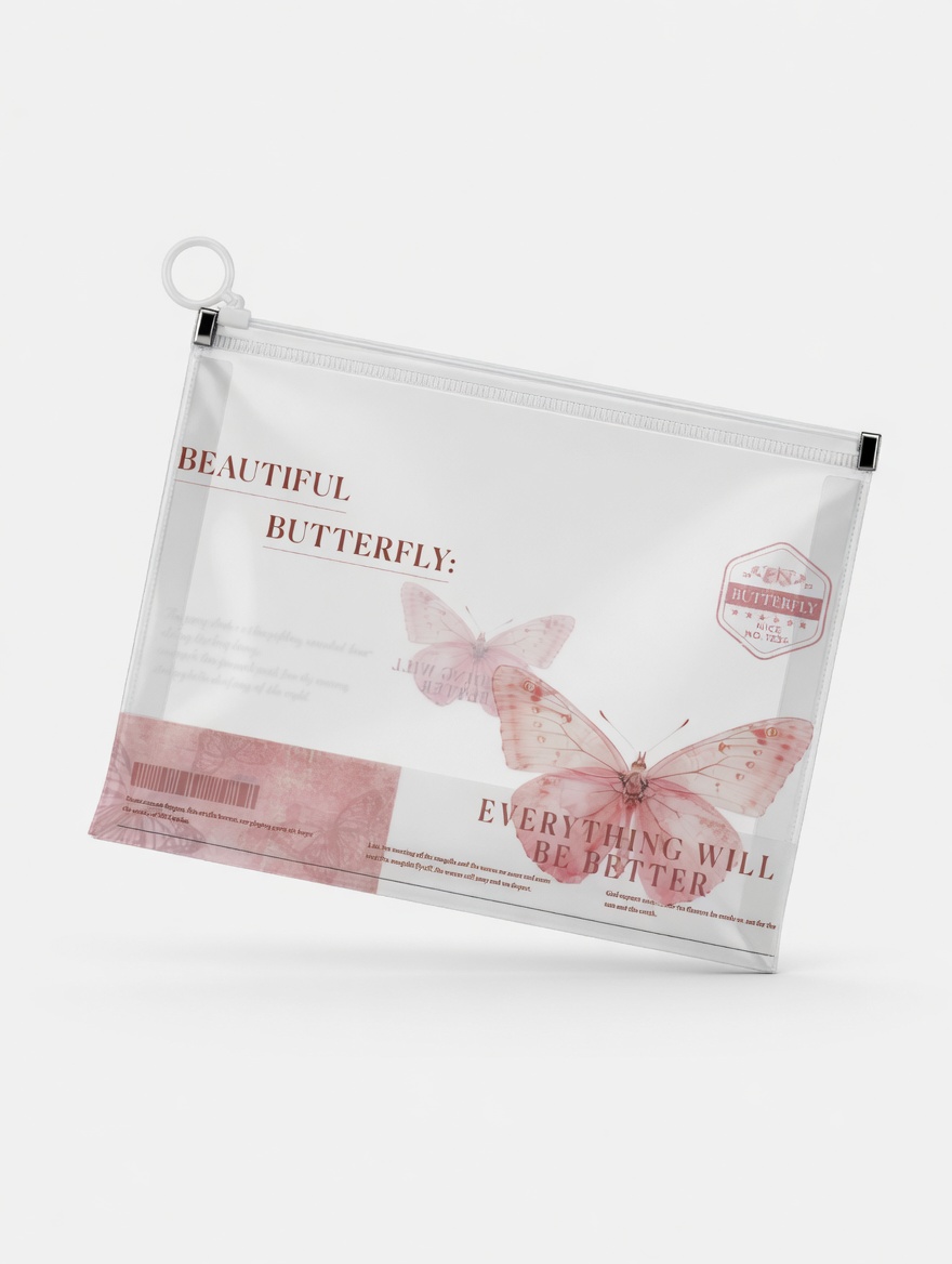Pochette Zippée Papillon Translucide - 4 Designs Motivants