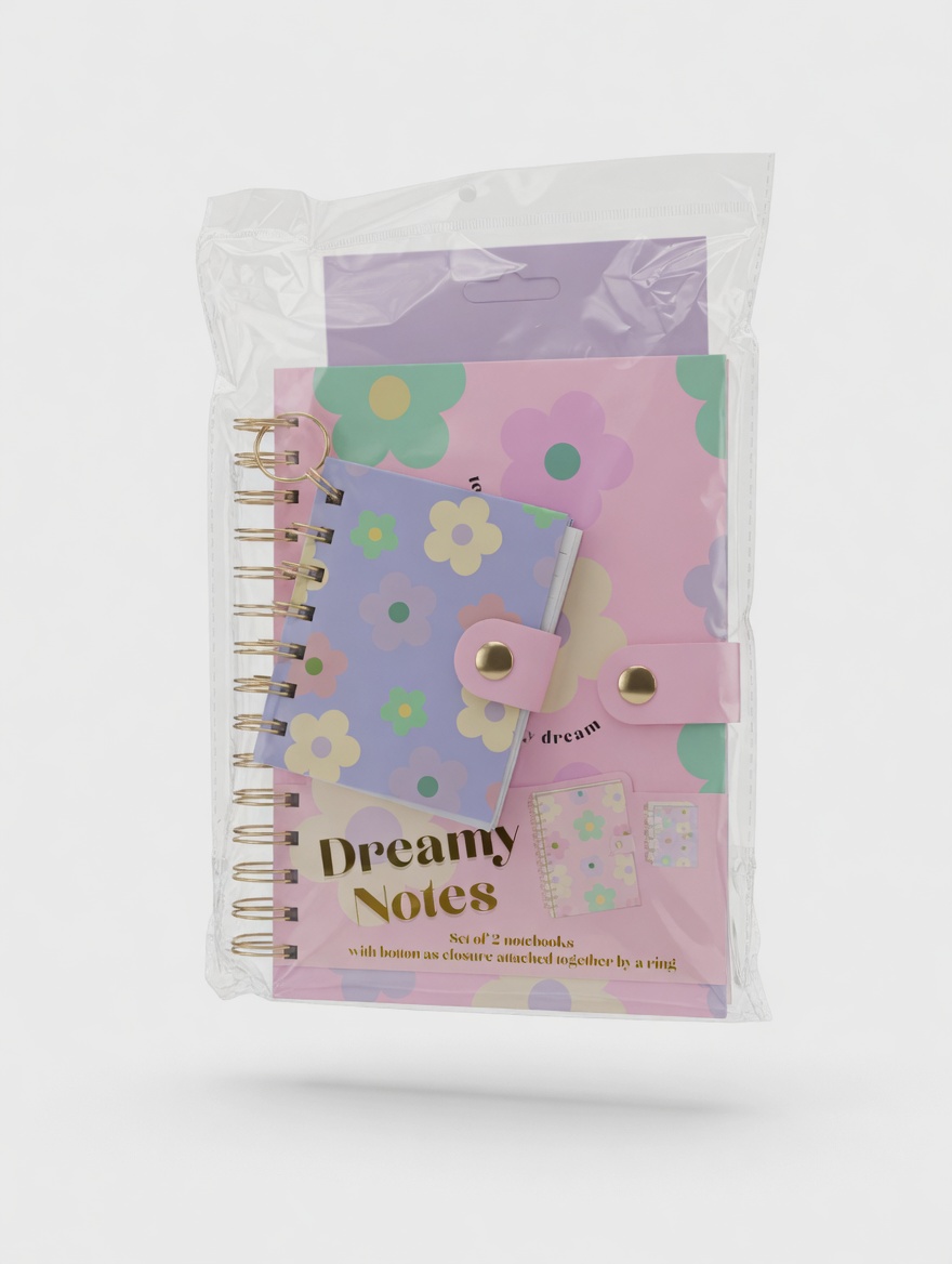 Set 2 Carnets Spirale Dreamy Adorable Notes avec Fermoir