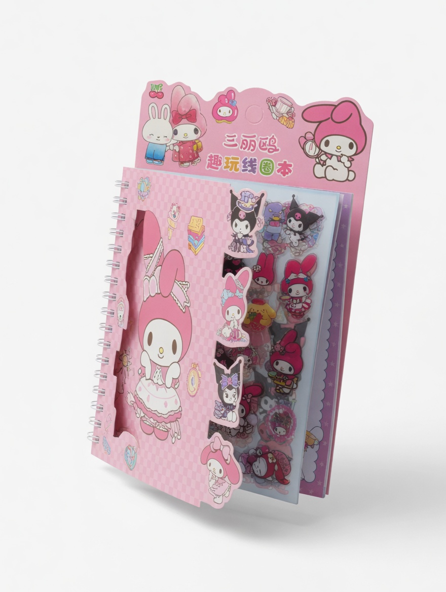 Carnet Spirale Kawaii Stickers My Melody Labubu Stitch