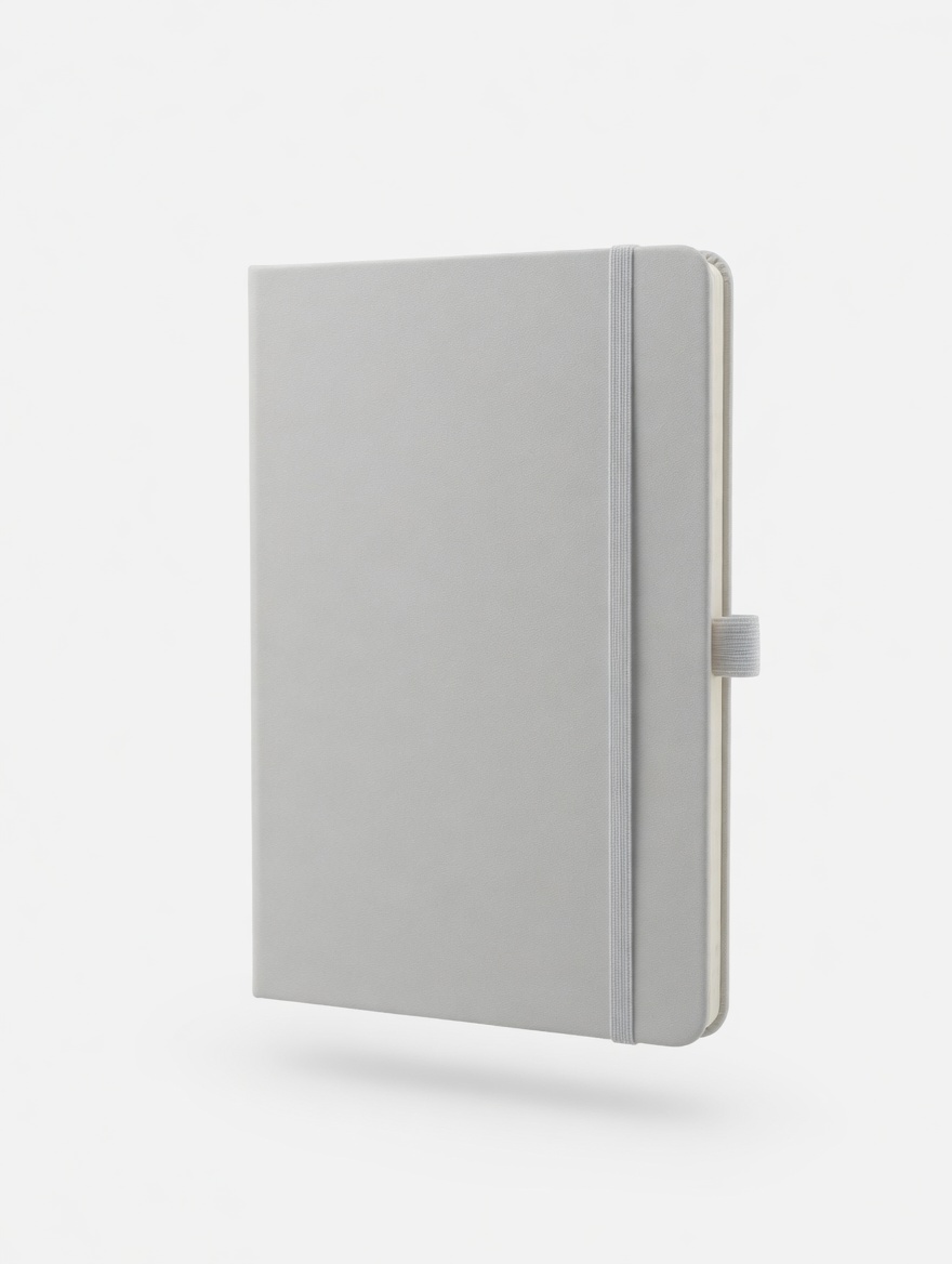 Carnet A5 Cuir Vegan Élastique Blanc ou Gris Anthracite