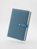 Carnet A5 Cuir Vegan Bouton Pression Bleu Brun Gris