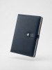 Carnet A5 Cuir Vegan Bouton Pression Bleu Brun Gris