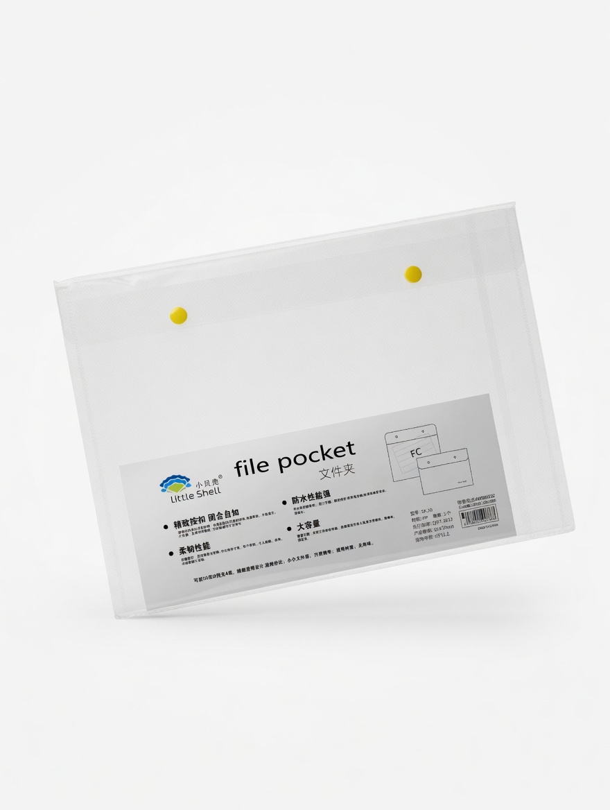 Pochette File Pocket Transparente A4 Bouton Pression Little Shell