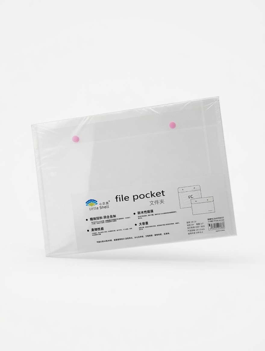 Pochette File Pocket Transparente A4 Bouton Pression Little Shell