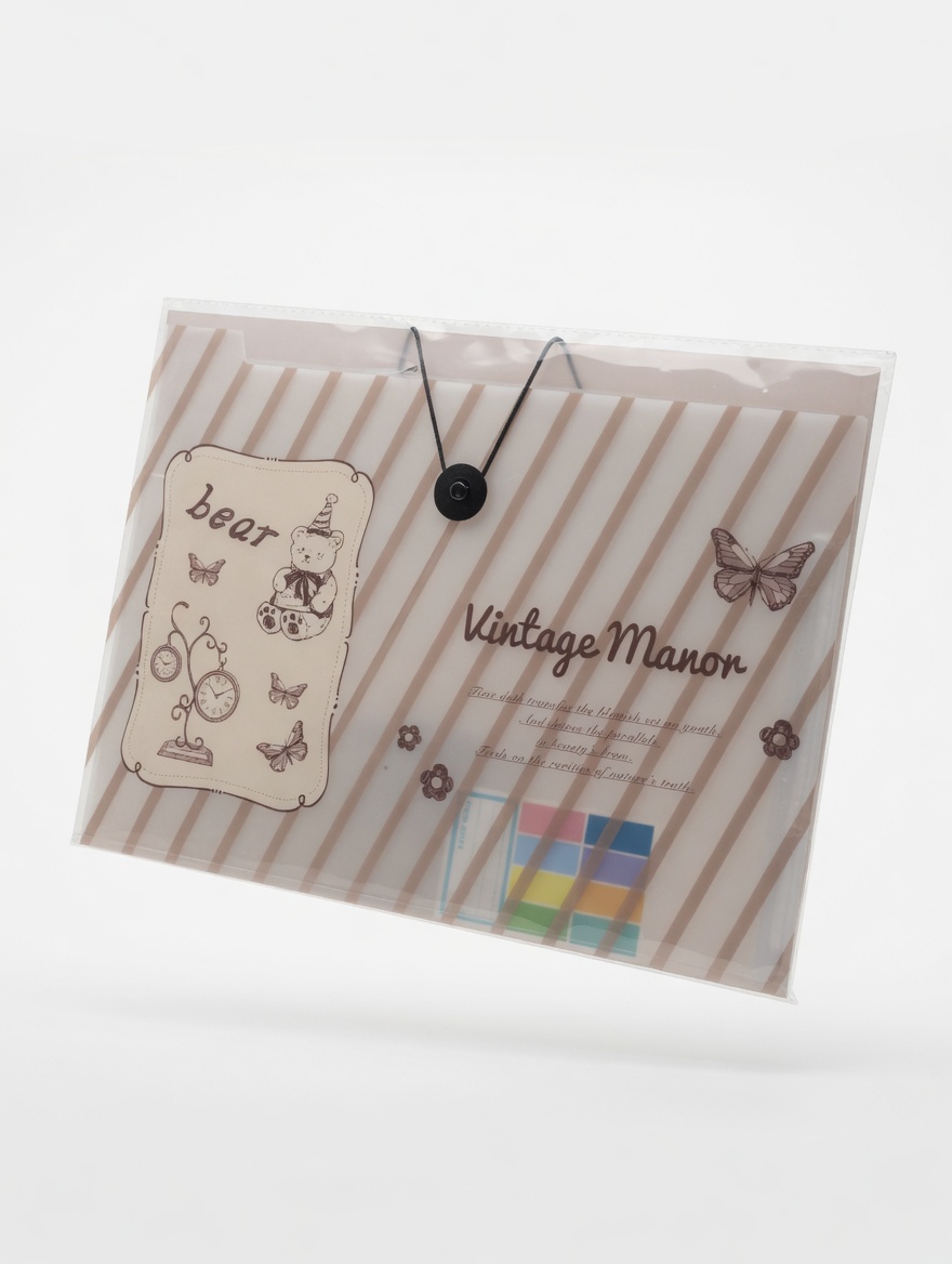 Pochette Vintage Manor 8 Compartiments Stickers Kawaii A4