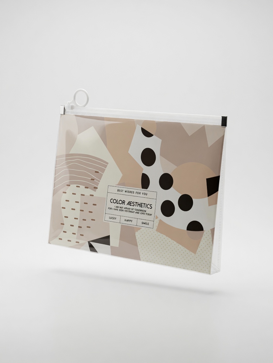 Pochette Zip A5 Design Abstrait Pastel - Organisateur Algo