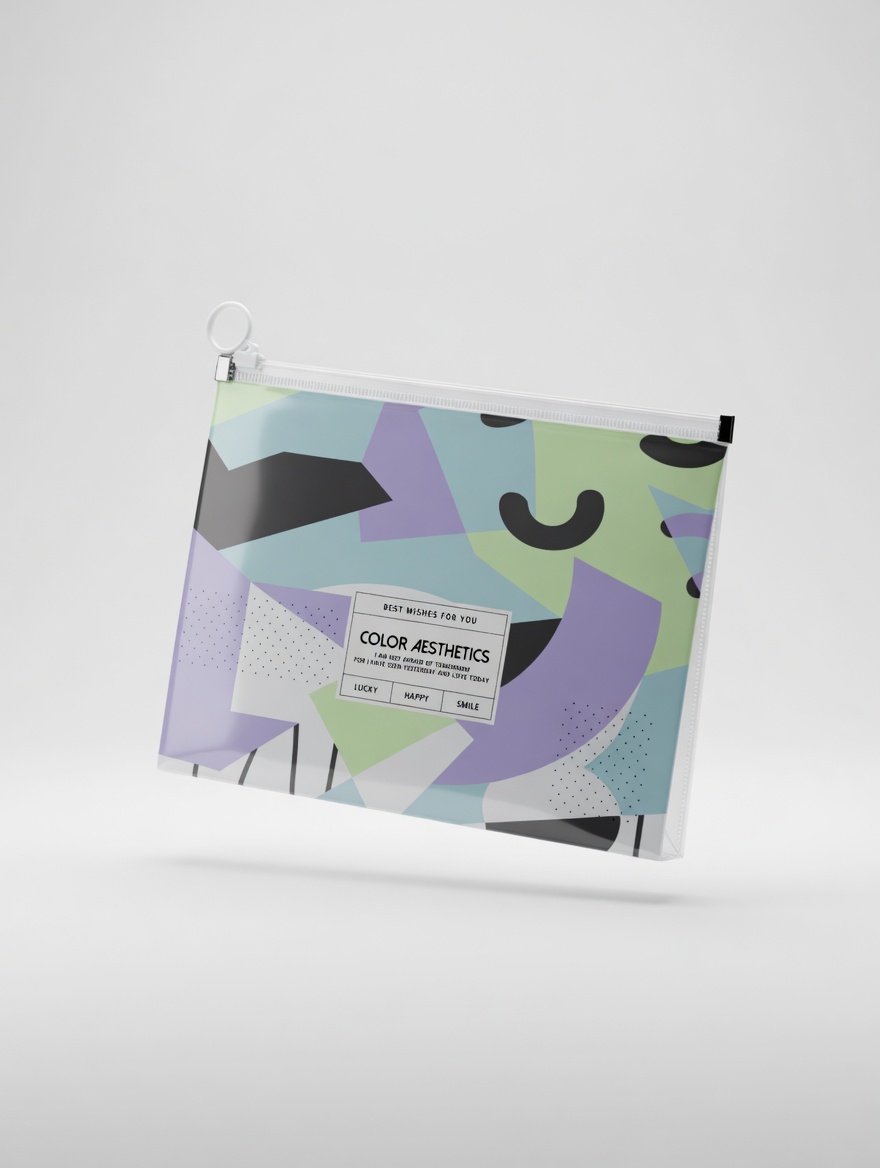 Pochette Zip A5 Design Abstrait Pastel - Organisateur Algo