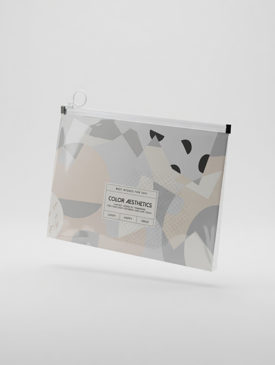 Pochette Zip A5 Design Abstrait Pastel - Organisateur Algo