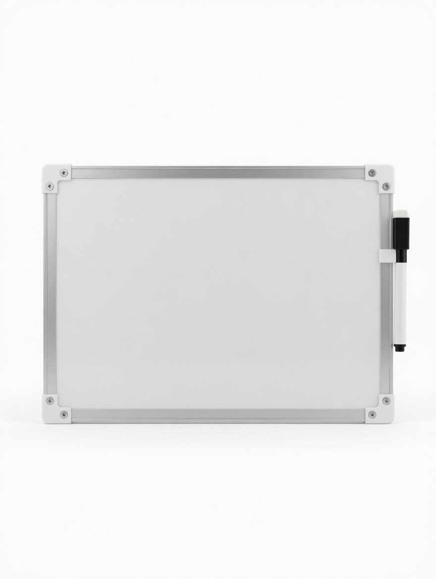 Ardoise blanche double face en aluminium avec feutre – Tableau effaçable scolaire enfant