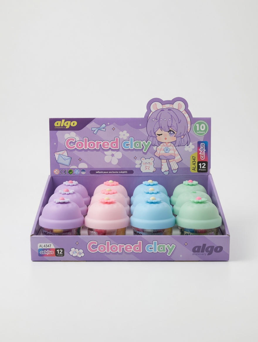 Pâte à modeler colorée 10 couleurs pour enfants – Pot créatif réutilisable avec couvercle fleur