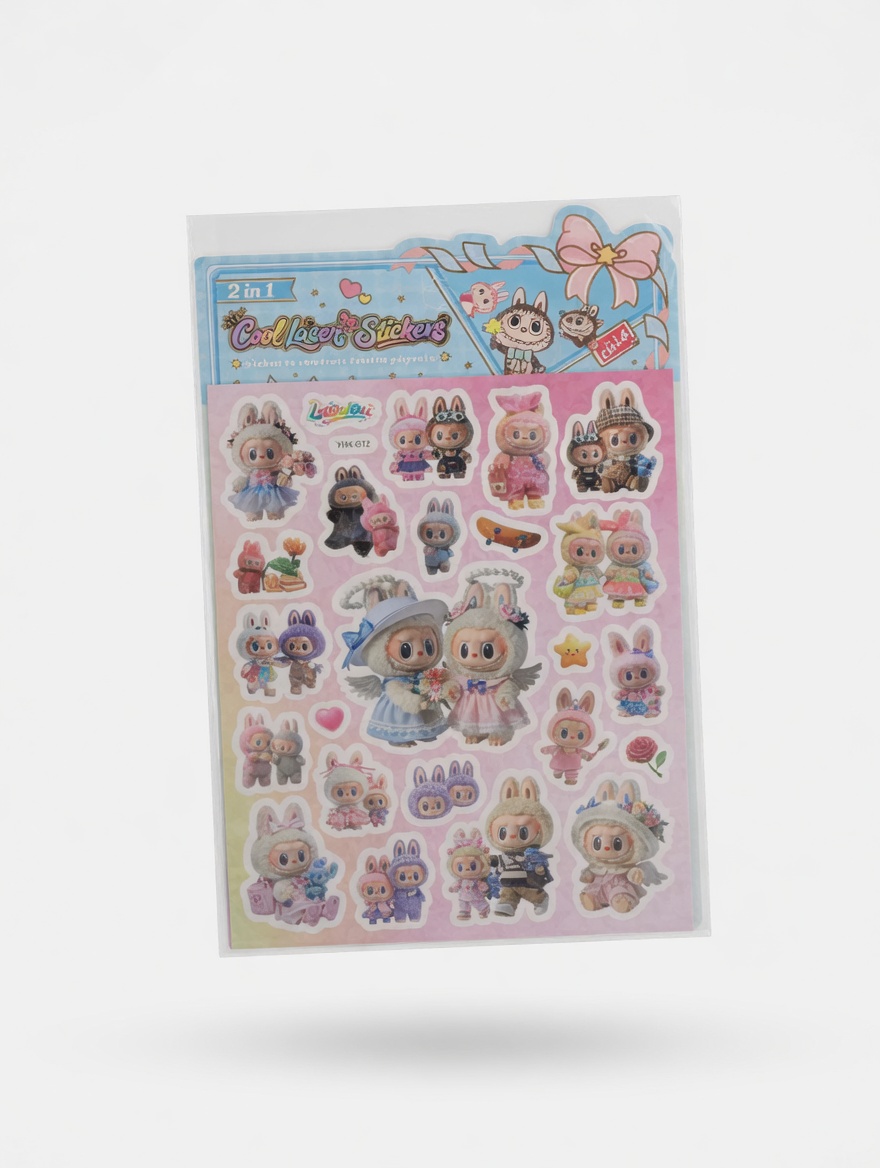 Stickers kawaii 2 en 1 pour enfants – Autocollants décoratifs My Melody, Kuromi et Stitch