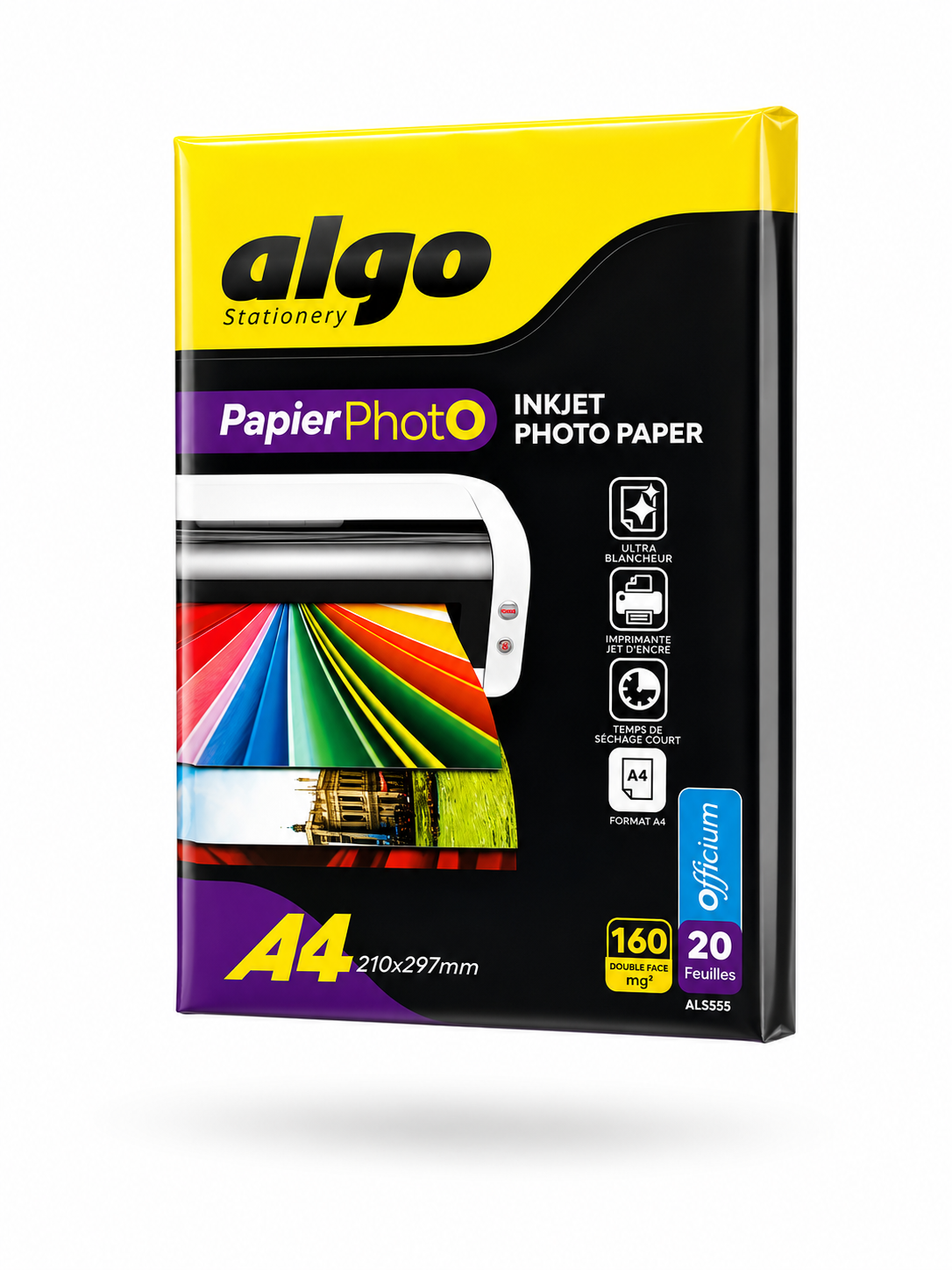 Papier Photo A4 Double Face Algo 160g Jet d’Encre - 20 Feuilles