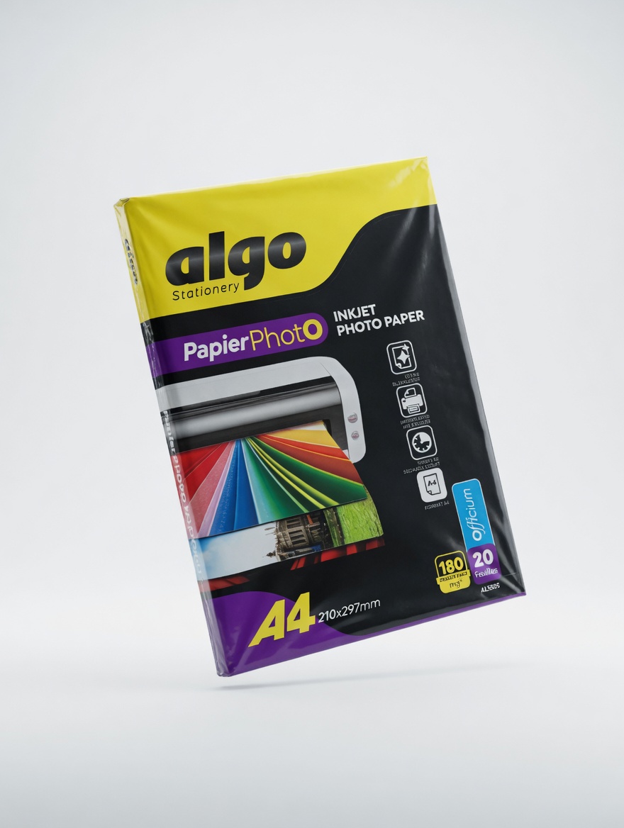 Papier photo jet d’encre Algo 180g A4 double face – 20 feuilles