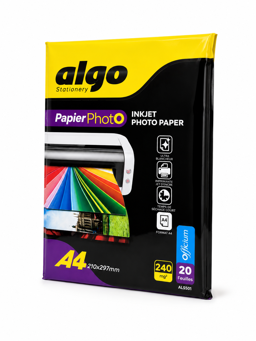 Papier photo jet d’encre Algo 240g Double Face A4 - 20 feuilles