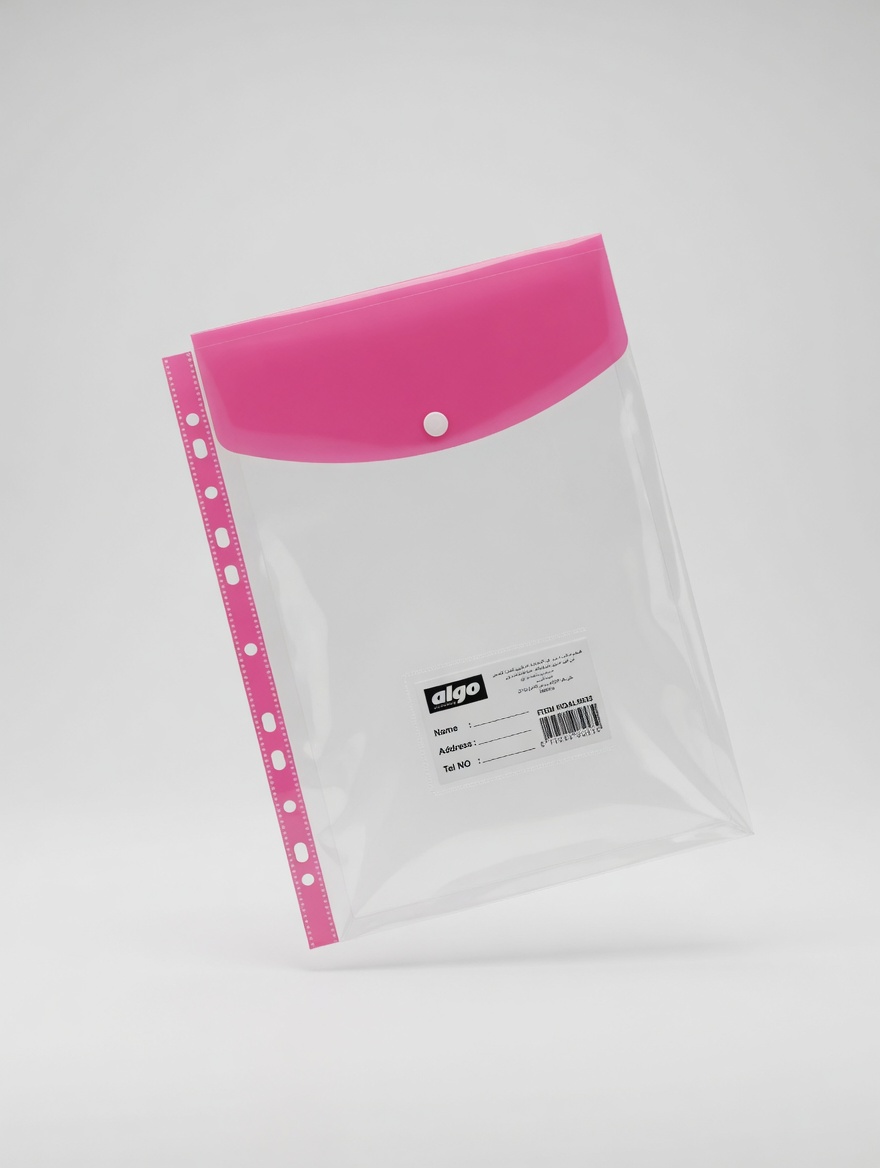 Pochette Perforée Transparente à Bouton Algo A4