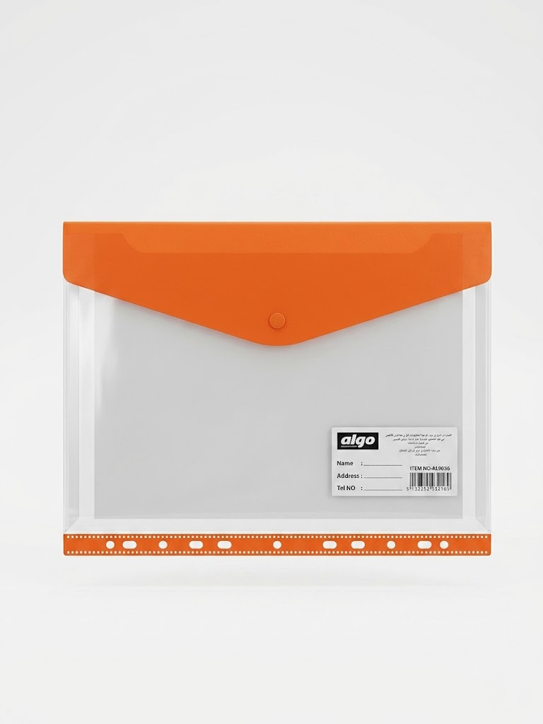 Pochette Perforée Transparente à Bouton Algo A4