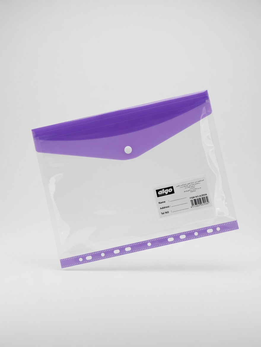 Pochette Perforée Transparente à Bouton Algo A4