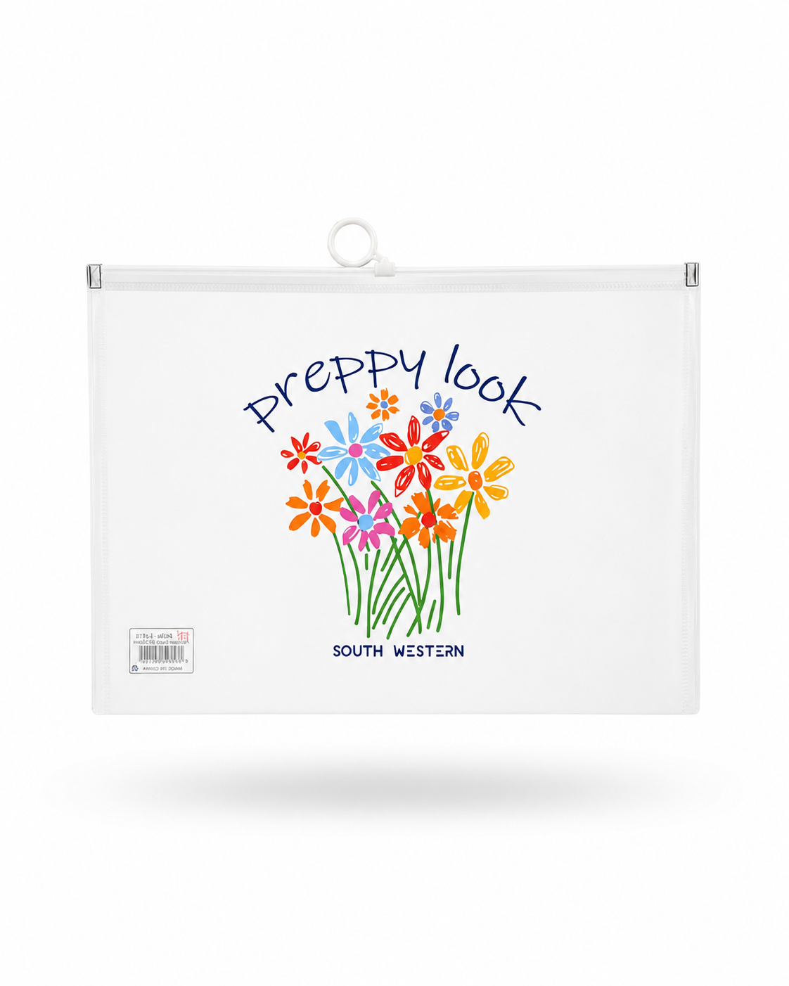 Pochette Zip Transparente A4 Motif Floral Moderne