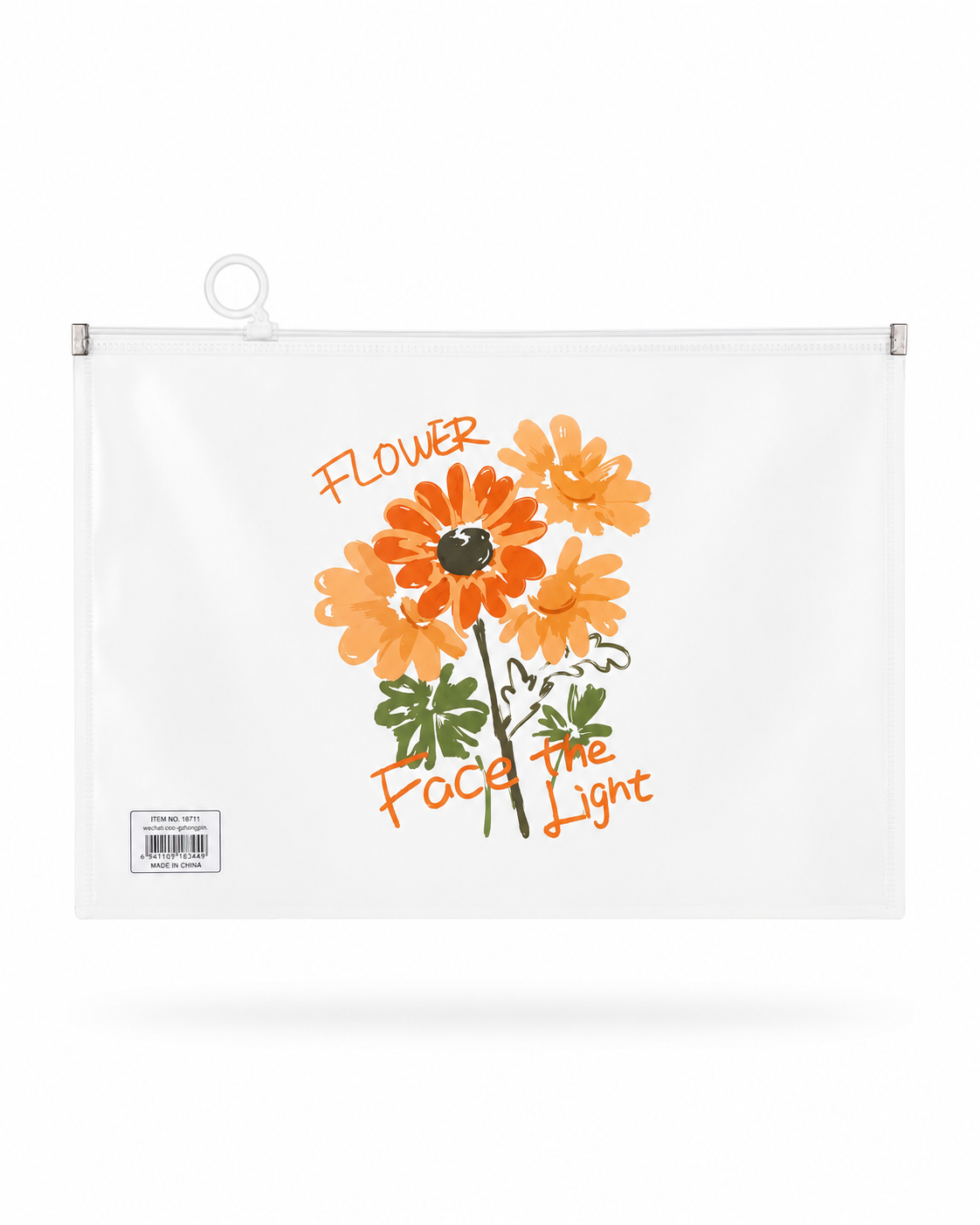 Pochette Zip Transparente A4 Motif Floral Moderne