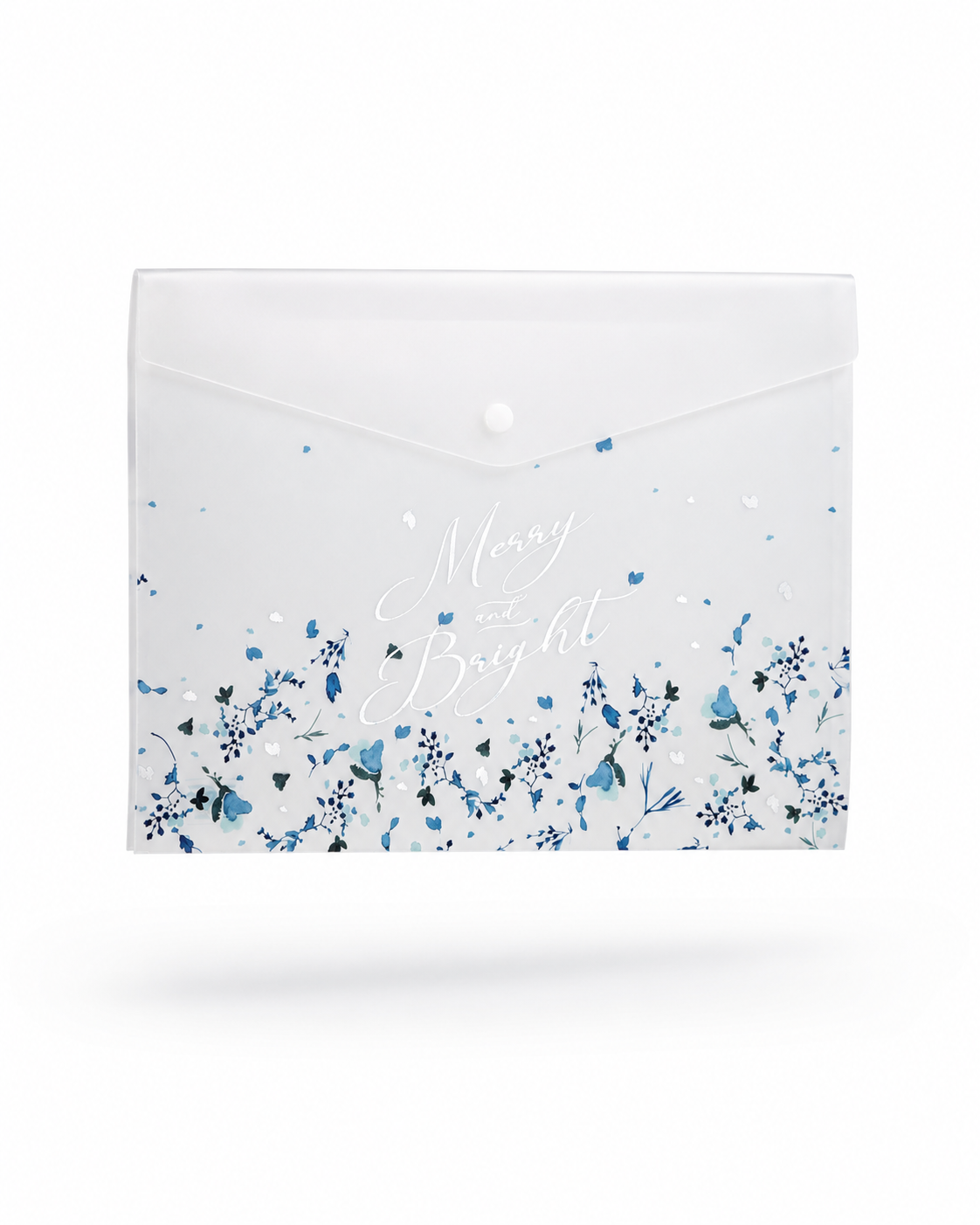 Pochette A4 Fleurie Bleu Pastel avec Fermeture
