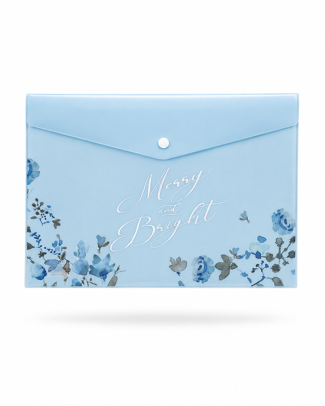 Pochette A4 Fleurie Bleu Pastel avec Fermeture