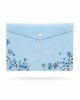 Pochette A4 Fleurie Bleu Pastel avec Fermeture