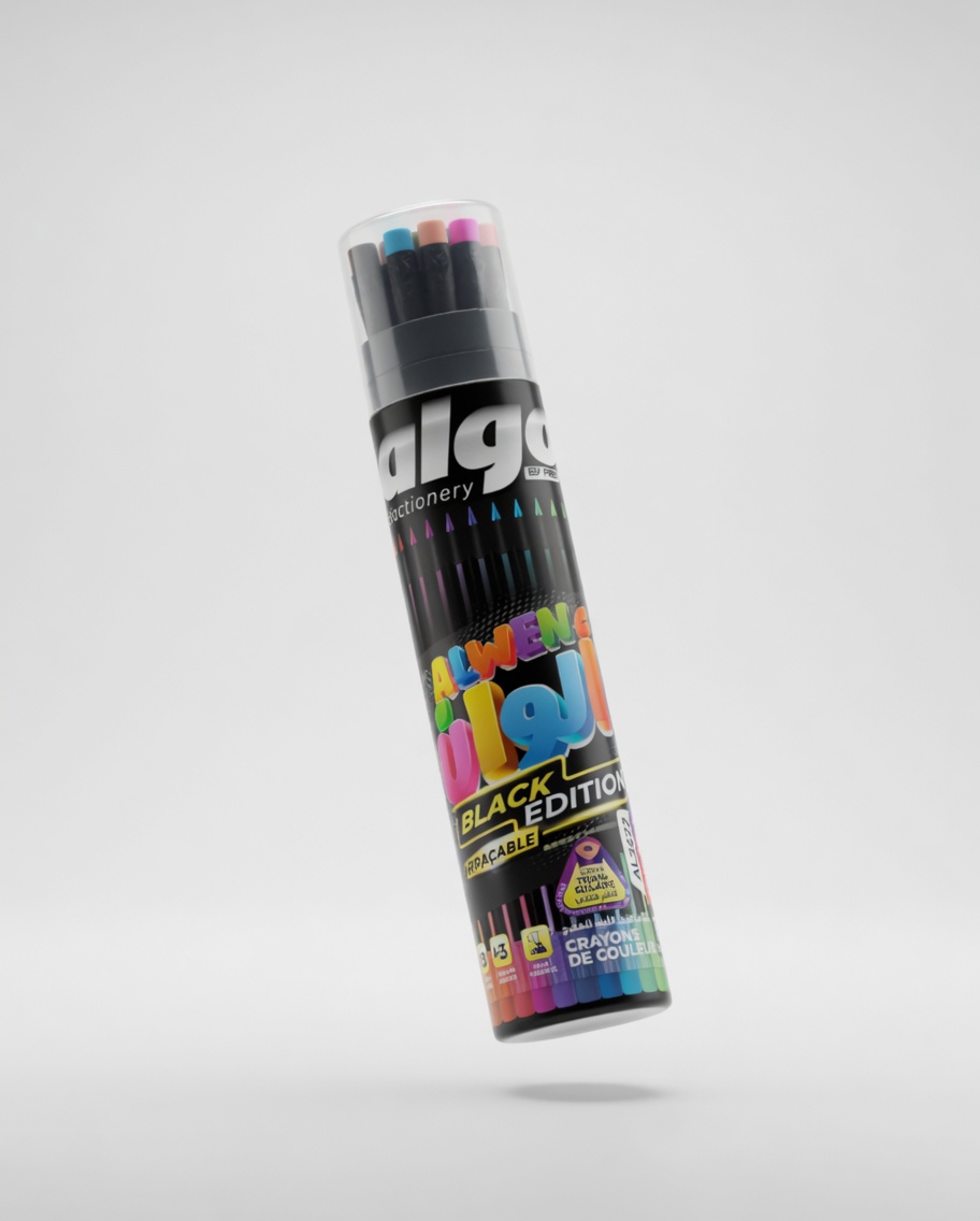 Crayons de Couleur Bois Noir AL2622 x18 Triangulaire