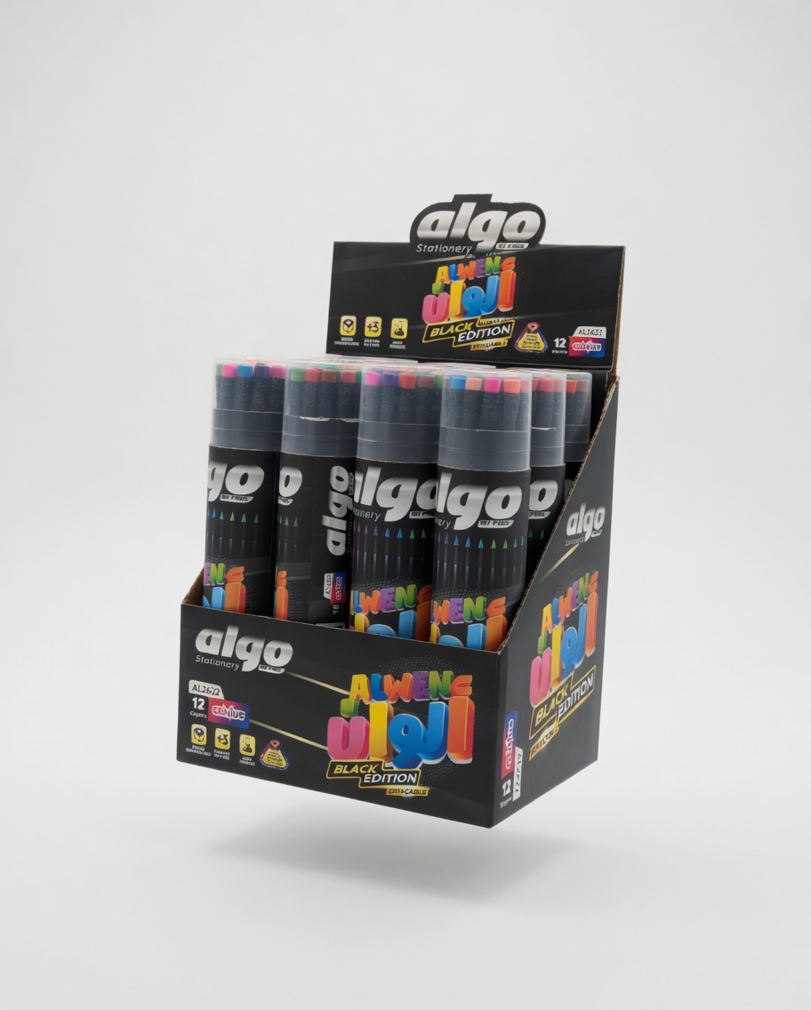 Crayons de Couleur Bois Noir AL2622 x18 Triangulaire
