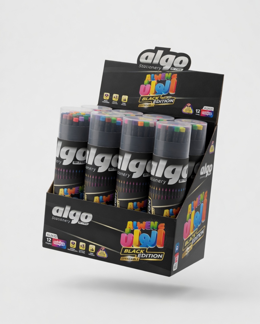 Crayons Couleur Bois Noir AL2623 Effaçables x24