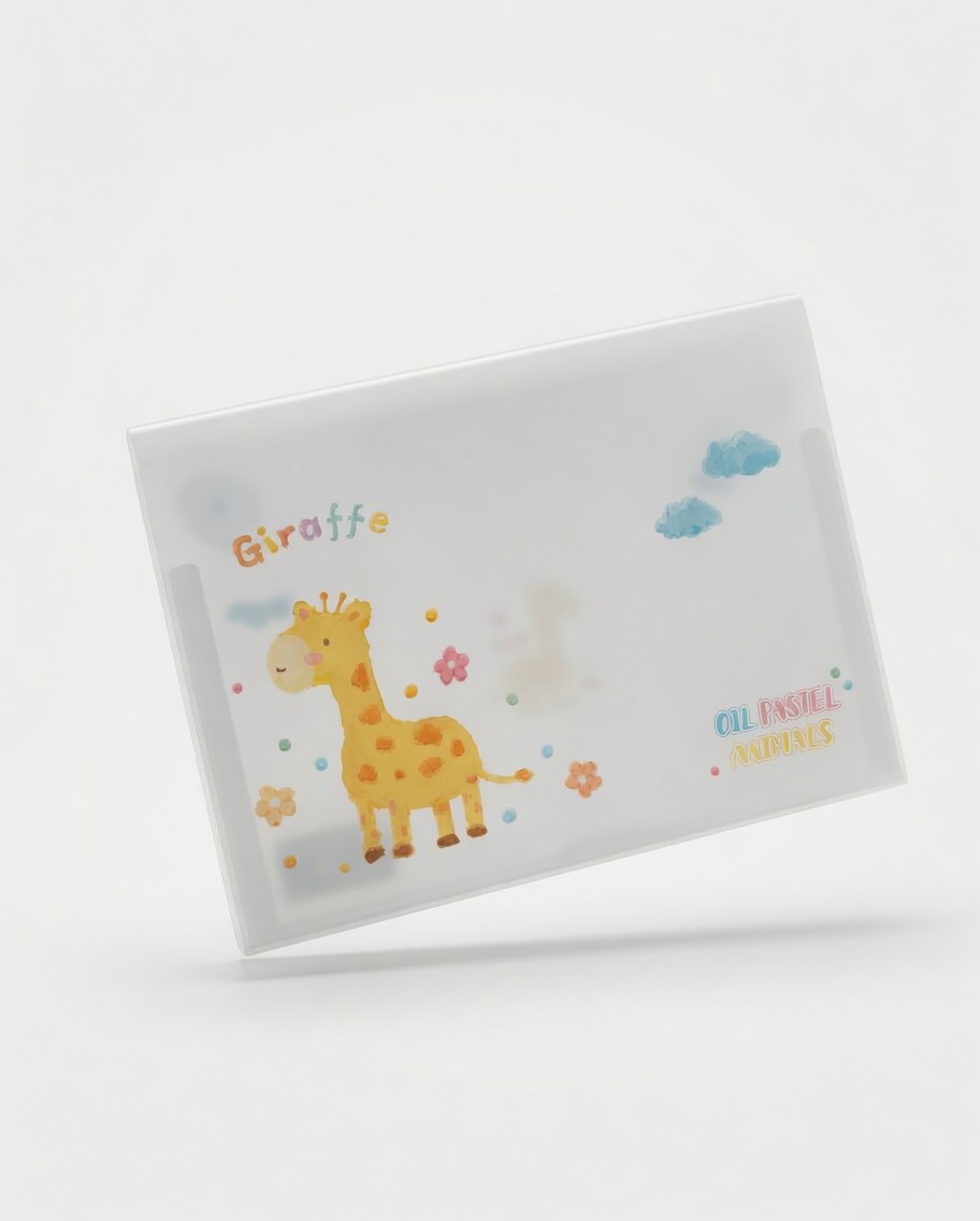 Pochette Oil Pastel Animals 8 Compartiments avec Stickers A4