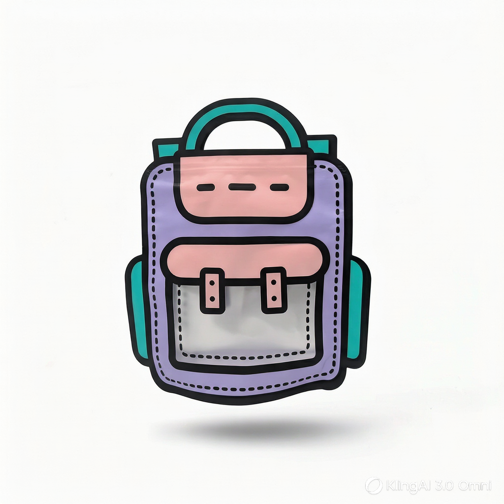 Sachet Zip en Forme de Sac à Dos Cartoon